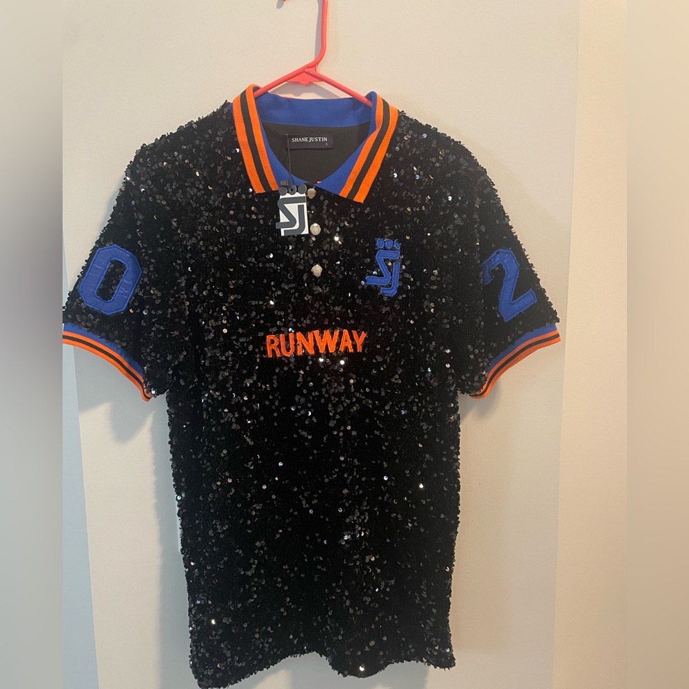 Shane Justin Black Sequin Polo dress